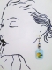 679 - boucles d'oreilles perroquet rigolo - perles - crochet couleur argenté - papier plastifié 