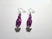670 - boucles d'oreilles fil d'aluminium, violet, argenté, idée cadeau 