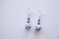 Boucles d'oreilles florales bleues 