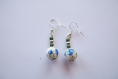 Boucles d'oreilles florales bleues et vertes 