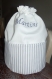 Trousse de toilette femme personnalisée en coton blanc et gris 