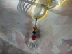 Collier pendentif pierre semi précieuse cornaline, cristaux facettés ambre noir 