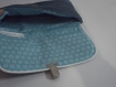 Pochette de sac suédine bleue et tissu petit pan coquelicots bleus 