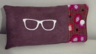 Etui à lunette suédine violet et tissu coton petit pan 