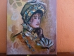 "jeune fille au chapeau vert " peinture acrylique sur toile 