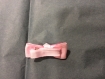 Barrette 3 ,5 cm enfant crocodile tissu ruban rose et vichy rise 