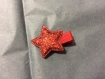 Barrette crocodile 3 ,5 cm tissu étoile rouge brillante 