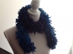Écharpe ..foulard froufrou laine dégrade bleu fait main 