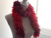 Écharpe ..foulard froufrou laine rouge bordeaux fait main 