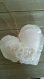 Coeur en tissus blanc romantique campagne noeud 