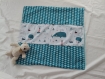 Couverture bébé en tissus minkee et coton thème marin 