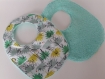 Bavoirs bébé en tissu et éponge vert lagon et motifs jungle fermeture par pression taille 0-6 mois - en lot 