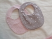 Bavoirs bébé en tissu et éponge rose pâle fermeture par pression taille 0-6 mois - en lot de 3 motif étoiles 
