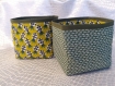 Corbeilles vide-poches réversibles en lot de 2 motifs graphiques et ananas jaunes et verts 