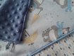 Couverture bébé en tissus minkee et coton thème oursons et parapluie 