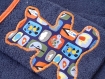 Sortie de bain et gant assorti colori bleu marine et motif petits jouets 