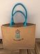 Grand sac shopping toile de jute avec anses bleu 