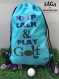 Sac à dos, sac de sport, "play golf" de couleur bleu turquoise 