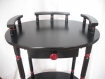 Guéridon - table téléphone vintage relookée noire et rouge 