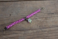 Bracelet " mon étoile colorée " en tissu turquoise à pois blanc 