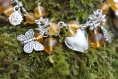 Bracelet "romance 3", saint valentin, verre jaune, papillon, soleil et métal argenté 