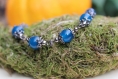 Bracelet "angelca", darkfantasy, jade bleu canard et métal noir 