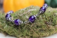 Bracelet "angelca", darkfantasy, jade violet et métal noir 