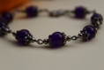 Bracelet "angelca", darkfantasy, jade violet et métal noir 