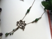 Collier "cyindil", elfique en jade et agate vert mousse et métal bronze 