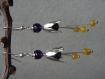 B.o "mirie", elfique en jade violet et jaune, métal argenté 