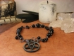 Bracelet "magic of witch", gothique wicca en gemmes et métal noir 
