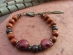 Bracelet "zaïg", jaspe poppy, bois et métal bronze 