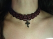 Collier "meluria", ras de cou gothique, cuir et croix en gunmétal