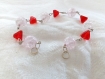 Bracelet perles triangles rouge et givre rosé 