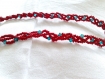 Collier torsade de perles rouges et toupies de cristal 