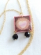 Collier cabochon coeur sublime perle noire 