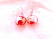Boucles d'oreilles rouge perle en verre 