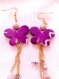 Boucles d'oreilles papillons violet et pampilles 
