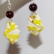 Boucles d'oreilles en origami en forme de lotus jaune et blanc à fleurs 