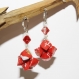 Boucles d'oreilles en origami en forme de cocotte jeux d'enfant rouge 