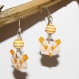 Boucles d'oreilles en origami en forme de tête de panda orange 