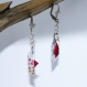 Boucles d'oreilles en origami en forme de bateau, coque blanche à fleur et voile rose 