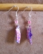 Boucles d'oreilles en origami en forme de bateau, coque violette a fleur et voile violette 