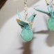 Boucles d'oreilles en origami en forme de grues bleu turquoise perle bleu turquoise 