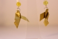 Boucles d'oreilles en origami en forme de colombe jaune/vert 