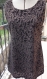 Robe courte marron cuivré dessins noirs 
