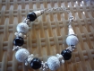 Bracelet perles granités gris argenté 