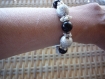 Bracelet perles granités gris argenté 