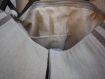Gros sac souple froncé en coton beige et découpes à rayures 