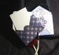 6 petites enveloppes cartonnées fantaisie - bleu et beige- fait main 